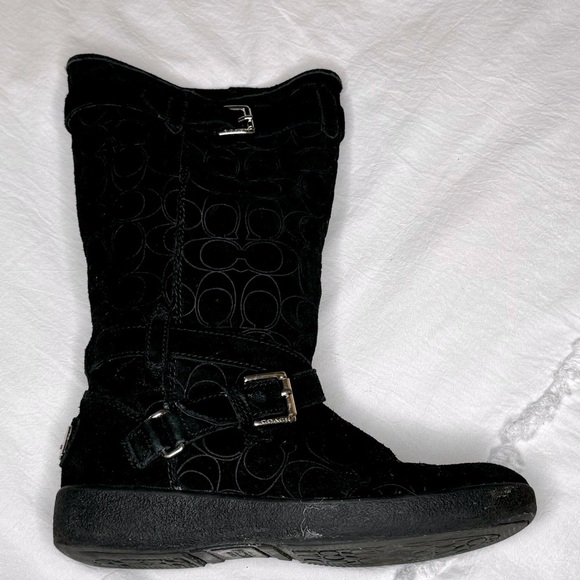 Coach Thelma Black Signature Embossed Suede Boots size 8 in good condition sexy - Picture 4 of 16
